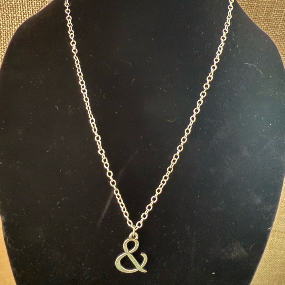 Silver Ampersand Pendant Necklace on Silver Link Chain NEW
